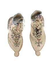 19th C. Mescalero Apache Beaded High-Top Moccasins