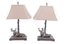 Rustic Cabin Moose Sculpture Lamp Set