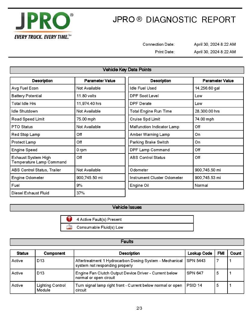 2013 VOLVO VNL64T740 Serial Number: 4V4NC9EH7DN136901