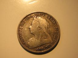 1897 Great Britain 1 Shilling (92.5% Silver) (Queen Victoria Era)