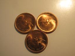 Canada Coins: 3xBU/Clean 1967 pennies