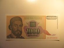 Foreign Currency: 1994 Yugoslavia 1,000 Dinara