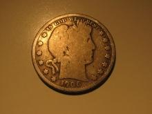 1906 - O USA Silver Barber Half Dollar
