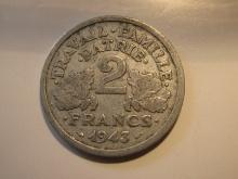 Foreign Coins: WWII 1943 France 2 Franc