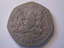 Foreign Coins: 1985 Kenya 5 Shillings big coin