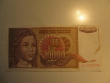 Foreign Currency: 1992 Yugoslavia 10,000 Dinara