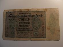 Foreign Currency: 1920s Germany 500,000 Mark