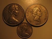 Foreign Coins:  Australia 1981 & 86 20 + 1968 5 Cents