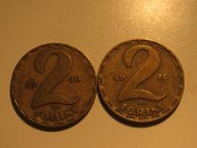 Foreign Coins: Communist Hungary 1970 & 75 2 Forints