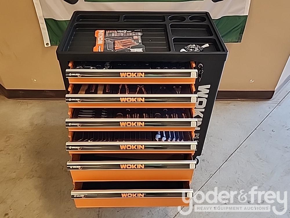 Unused Wokin 163 Pc 6 Drawer Rolling Tool Chest