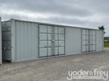 40' HC Container, 2 Side Doors, 1 End Door, Lock Box, Side Forklift Pockets