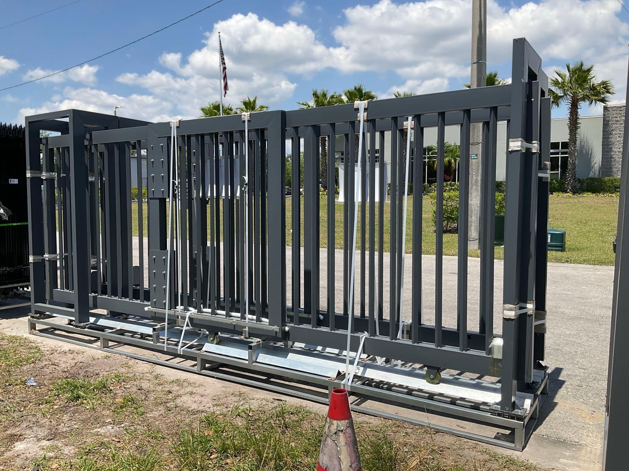 UNUSED 20.4FT ELECTRIC SLIDING GATE, 4.4FT REMOVABLE LEAF,...( PLEASE NOTE STOCK PHOTO USED )