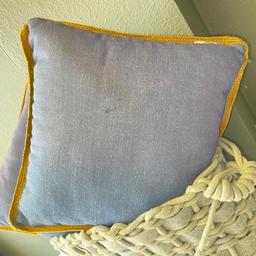 Decorative Fabric Woven Basket w/Denim Style Throw Pillows