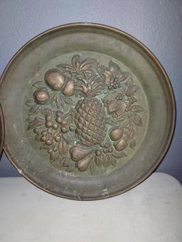 Believed to be Two Embossed Pineapple Copper Wall Decor