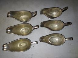 Six Vintage King Cole Silver Soldered Large Gravy Boats