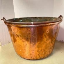 Antique Hammered Copper Kettle w/Wrought Iron Handle