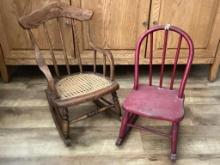 Group of 2 Wooden Youth Rocking Chairs