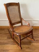 Vintage Cane Bottom Rocking Chair