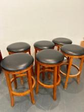 Group of 6 Used Bar Stools with Vinyl Tops