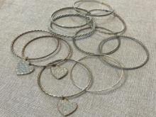 Group of 10 Silver Tone Bracelets