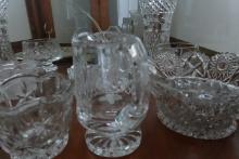SHELF LOT CUT AND PRESSED GLASS AND LENOX HOLIDAY DISH