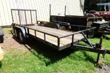 1998 TEXAS BRAGG TANDEM AXLE LANDSCAPE TRAILER WITH RAMP GATE BED 6' 6 X 16