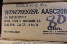 CASE WINCHESTER AA SUPER SPORT 20 GAUGE 2 3/4 INCH 7/8 OUNCE 8 SHOT