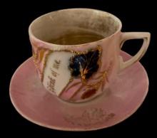 Antique Lusterware Tea Cup & Saucer, Germany;