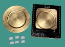 (4) Cellini Gold Chargers & (6) Gibson Leclaire