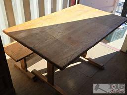 Wooden Table with Bench Seat