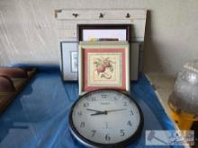 5 Framed Artwork 1 Timex Wall Clock and Remider Board