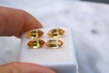 6.35 Carat Matched Set of Fancy Marquise Cut Citrines
