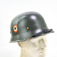 WWII German Green M34 Fire Police Helmet DD