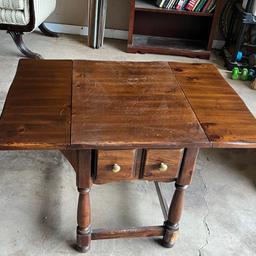 Vintage Drop Leaf Side Table with Drawer