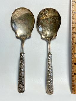 Pair of Vintage Serving Spoons with Sterling Silver Handle
