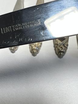Lot of 5 Lunt Butter Knives with Sterling Silver Handles