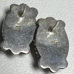 Sterling Silver Pierced Earrings with Black Stones