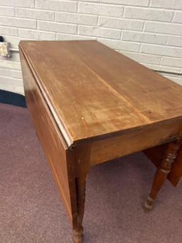 Drop side farmhouse primitive table, solid wood