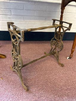 group of antiques, sewing table, iron fireside, bench, stencil, fliptop, halltree