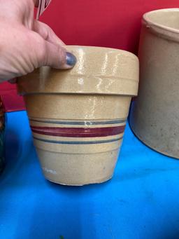 Crocks, planters, pottery bowls