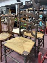 six antique chairs Hitchcock ladder back