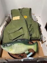 Fishing vest and big mouth Billy bass works