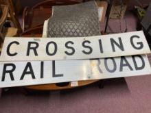 Railroad crossing sign, and other small signs relating to fires