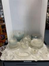 Large sandwich glass and other glassware lot including open lace