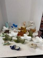 Fenton glass shoes, boots, and porcelain boots