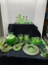 Green depression glass collection