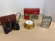 thermometer transistor radio slide changer projector binoculars