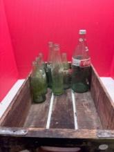 Wood pop crate Coca-Cola bottles
