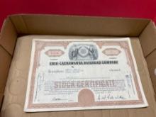 Railroad stock certificates, Erie Lackawanna railroad company 1960