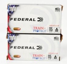 100 Rounds of Federal 9mm Luger Ammunition